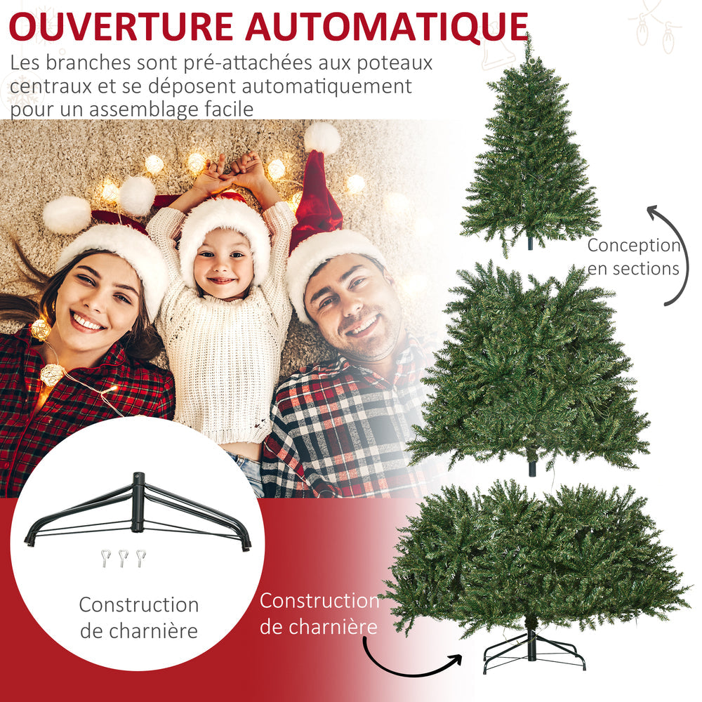 Sapin de Noël Artificiel Lumineux 210H cm LED x 700 Blanc Chaud + Support Pied 2154 Branches Vert