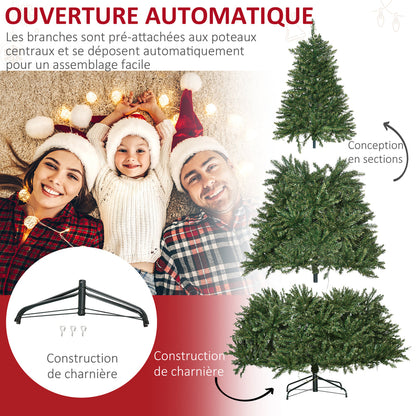 Sapin de Noël Artificiel Lumineux 210H cm LED x 700 Blanc Chaud + Support Pied 2154 Branches Vert