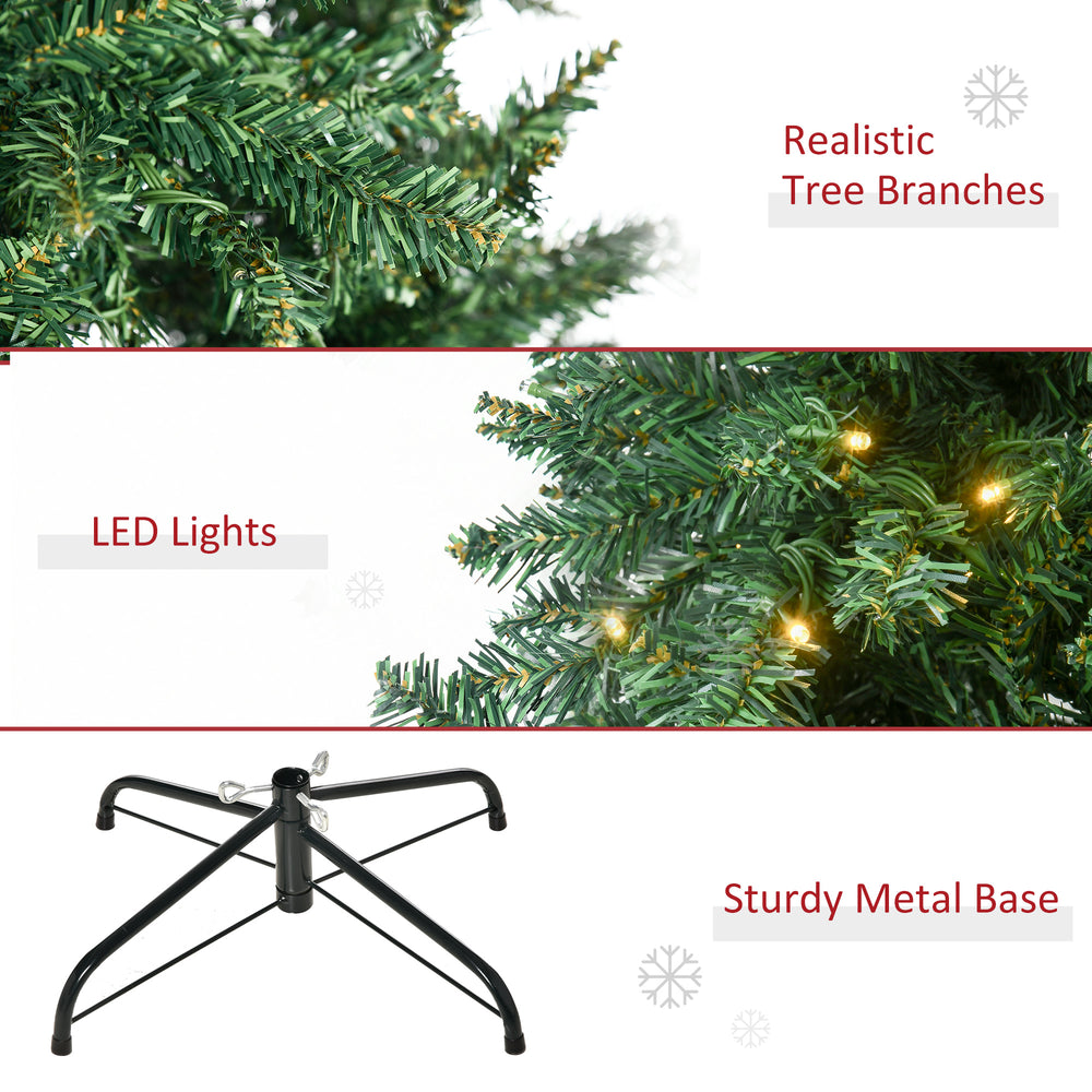 Sapin de Noël Artificiel Lumineux 210H cm LED x 700 Blanc Chaud + Support Pied 2154 Branches Vert