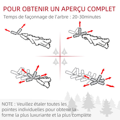 Sapin de Noël artificiel 135 cm, pin naturel enneigé, 267 branches de neige, ouverture automatique, base en acier, vert