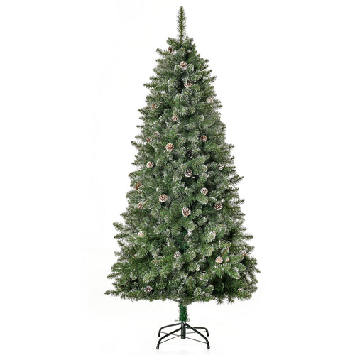 Sapin de Noël Artificiel Aspect enneigé 180H cm 50 Pommes de pin 718 Branches épines Imitation Nordmann Grand réalisme